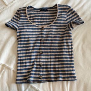 American Eagle striped button up tee
